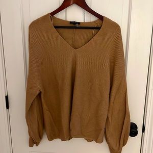 Nordstrom Slate brand ribbed v-neck sweater with bloused sleeves